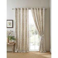 Laura Ashley Lloyd Pure Cotton Eyelet Curtains Light Grey Mix