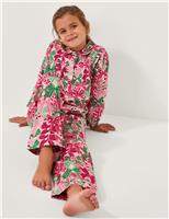 Pure Cotton Bow Candy Cane Print Pyjamas (3-13 Yrs)