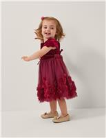 Velvet Tulle 3D Flower Occasion Dress (0-3 Yrs)