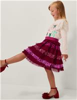 Sequin Tulle Ruffle Tiered Party Skirt (3-13 Yrs)
