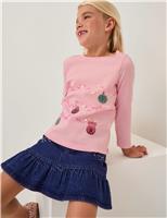 Pure Cotton Sequin Baubles T-Shirt (3-13 Yrs)