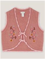 Floral Embroidered Knitted Waistcoat (3-13 Yrs)