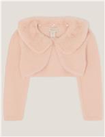 Fuzzy Knitted Detachable Collar Cardigan (0-15 Yrs)