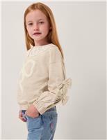 Pure Cotton Lace Collar Bow Sweatshirt (2-15 Yrs)