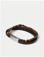 Genuine Leather Natural Stone Bracelet