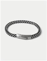 Stainless Steel and Cord Chain Bracelet