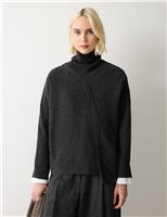Pure Wool Roll Neck Overlap Detail Jumper
