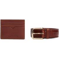 Tommy Hilfiger Leather Belt & Card Holder Set Tan