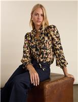 Printed Tie Neck Button Through Blouse