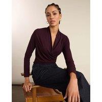 BAUKJEN Jersey V-Neck Wrap Top Plum
