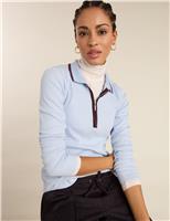 Pure Cotton Collared Half Zip Top