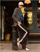 Ponte Side Stripe Wide Leg Trousers