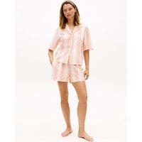 Tommy Hilfiger Cotton Rich Striped Pyjama Set with Linen White Mix