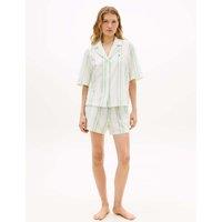 Tommy Hilfiger Cotton Rich Striped Pyjama Set with Linen Green Mix