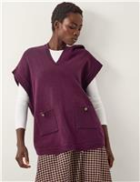 V-Neck Pocket Detail Poncho