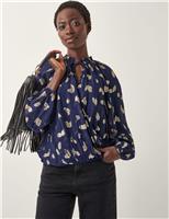 Printed Tie Neck Blouse