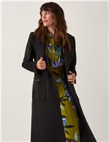 Wool Blend Faux Fur Collar Overcoat