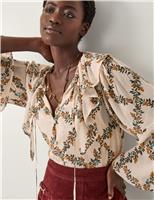 Printed Tie Neck Top