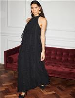 Chiffon High Neck Maxi Tiered Dress