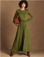 Jersey Sheer Sleeve Midaxi Waisted Dress