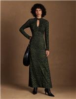 Animal Print High Neck Midi Column Dress