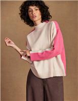 Pure Wool Colour Block Funnel Neck Jumper