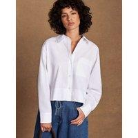 RO&ZO Pure Cotton Poplin Relaxed Cropped Shirt White