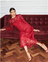 Lace Open Back Midi Column Dress