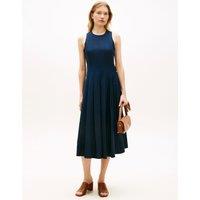 Tommy Hilfiger Linen Blend Midi Skater Dress Navy