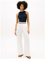 Tommy Hilfiger Linen Blend Wide Leg Trousers White