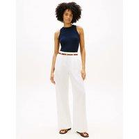 Tommy Hilfiger Linen Blend Wide Leg Trousers White