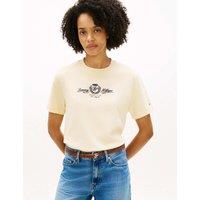 Tommy Hilfiger Varsity Pure Cotton Slogan T-Shirt Ivory Mix