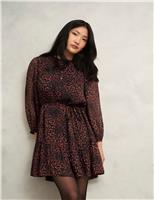 HOBBS Printed Mini Waisted Dress Black