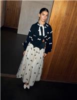 Mesh Bow Maxi Skater Skirt