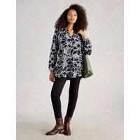 White Stuff Pure Cotton Floral Notch Neck Tunic Navy Mix