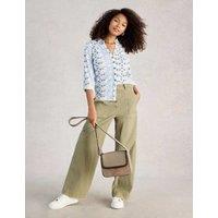 White Stuff Pure Cotton Jersey Printed Collared Shirt Blue Mix