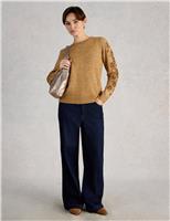 Wool Blend Embroidered Crew Neck Jumper