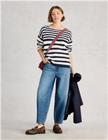 Pure Cotton Striped Split Hem Jumper