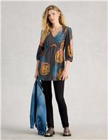 Pure Cotton Floral V-Neck Tunic