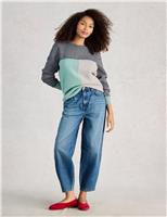 Colour Block Crew Neck Jumper with Cotton