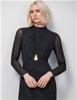 Sparkly High Neck Midi Column Dress