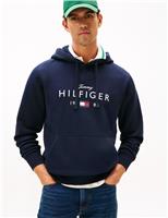 Tommy Hilfiger Brand Love Cotton Rich Logo Graphic Hoodie Navy