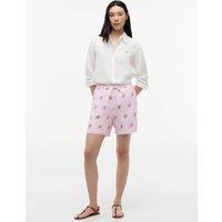 Tommy Hilfiger Linen Blend Striped High Waisted Shorts Pink Mix