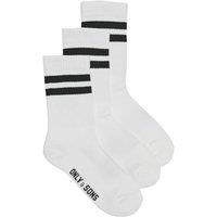 ONLY & SONS 3 Pack Striped Cotton Rich Socks White Mix