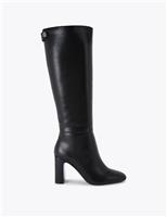 Block Heel Square Toe Knee High Boots