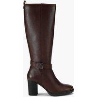 Carvela Leather Block Heel Knee High Boots Dark Brown
