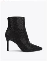 Carvela Sparkle Stiletto Heel Pointed Ankle Boots Dark Grey