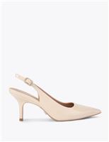 Carvela Patent Stiletto Heel Pointed Slingback Shoes Beige