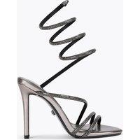 Carvela Metallic Sparkle Strappy Stiletto Heel Sandals Silver Grey