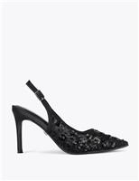 Carvela Sequin Stiletto Heel Pointed Slingback Shoes Black